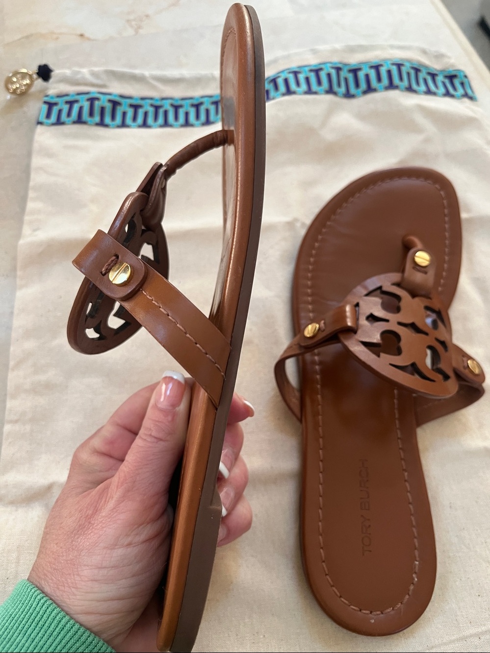 Tori Burch Miller Sandals Size 6.5, Box & Storage Bag - like new! - Picture 4 of 11